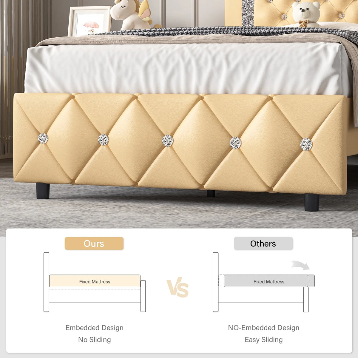 Black Twin Size Upholstered Platform Bed Frame with Headboard K1956