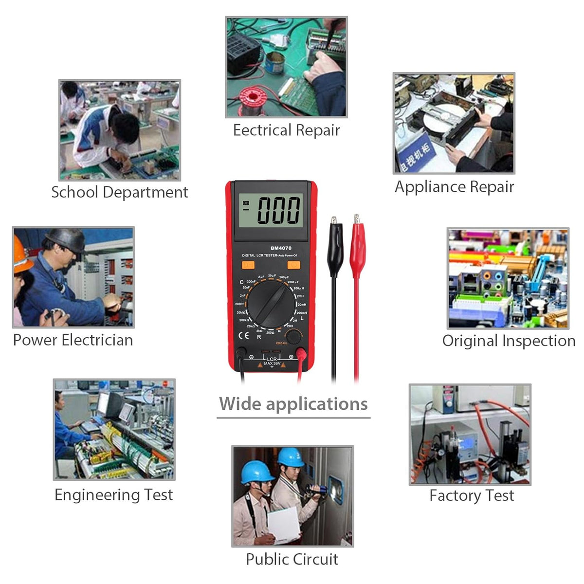 LCR Meter Capacitance Inductance Resistance Tester with Overrange Display P5576