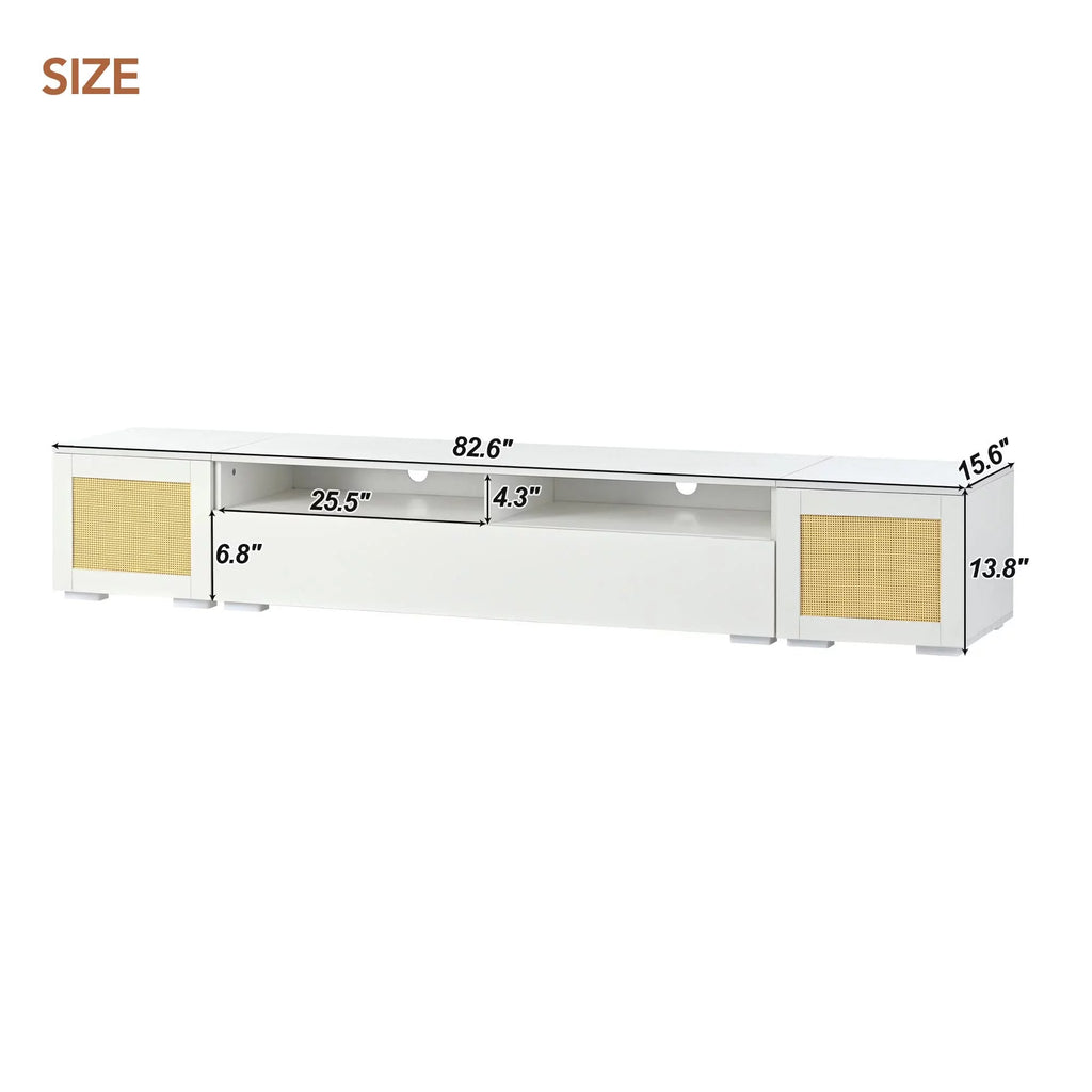 White 90 Inch TV Stand with LED Lights Y58172