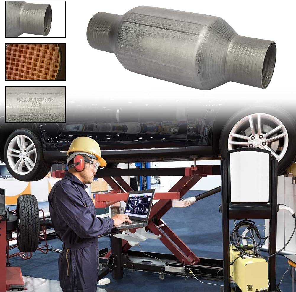 2.25" Inlet/Outlet Universal Catalytic Converter, High Flow Exhaust Pipe, Pack of 2 X485
