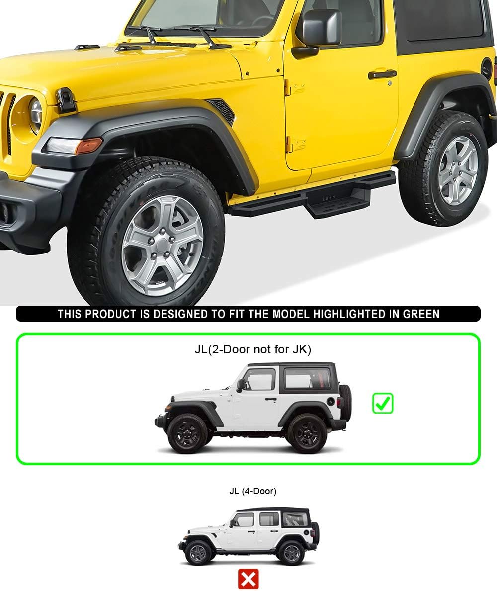 Drop Steps Running Boards Rocker Slider for Jeep Wrangler JL 2-Door Q9412