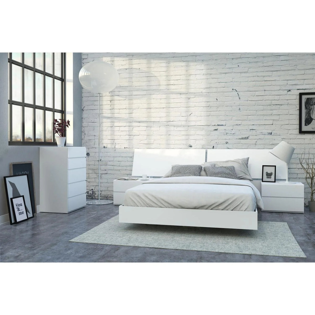 5 Piece Queen Size Bedroom Set White F7760