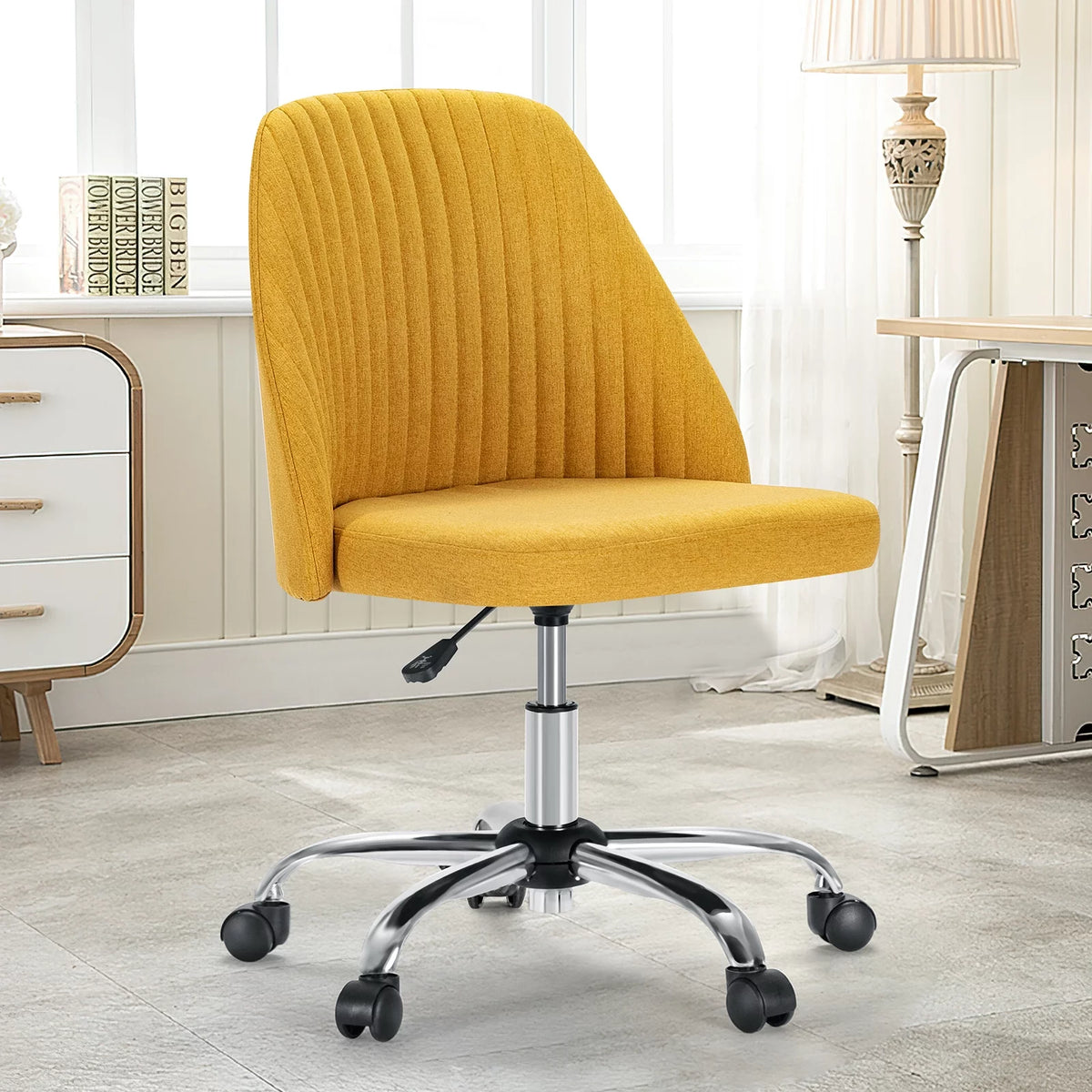 Green Twill Fabric Adjustable Swivel Armless Desk Chair K310
