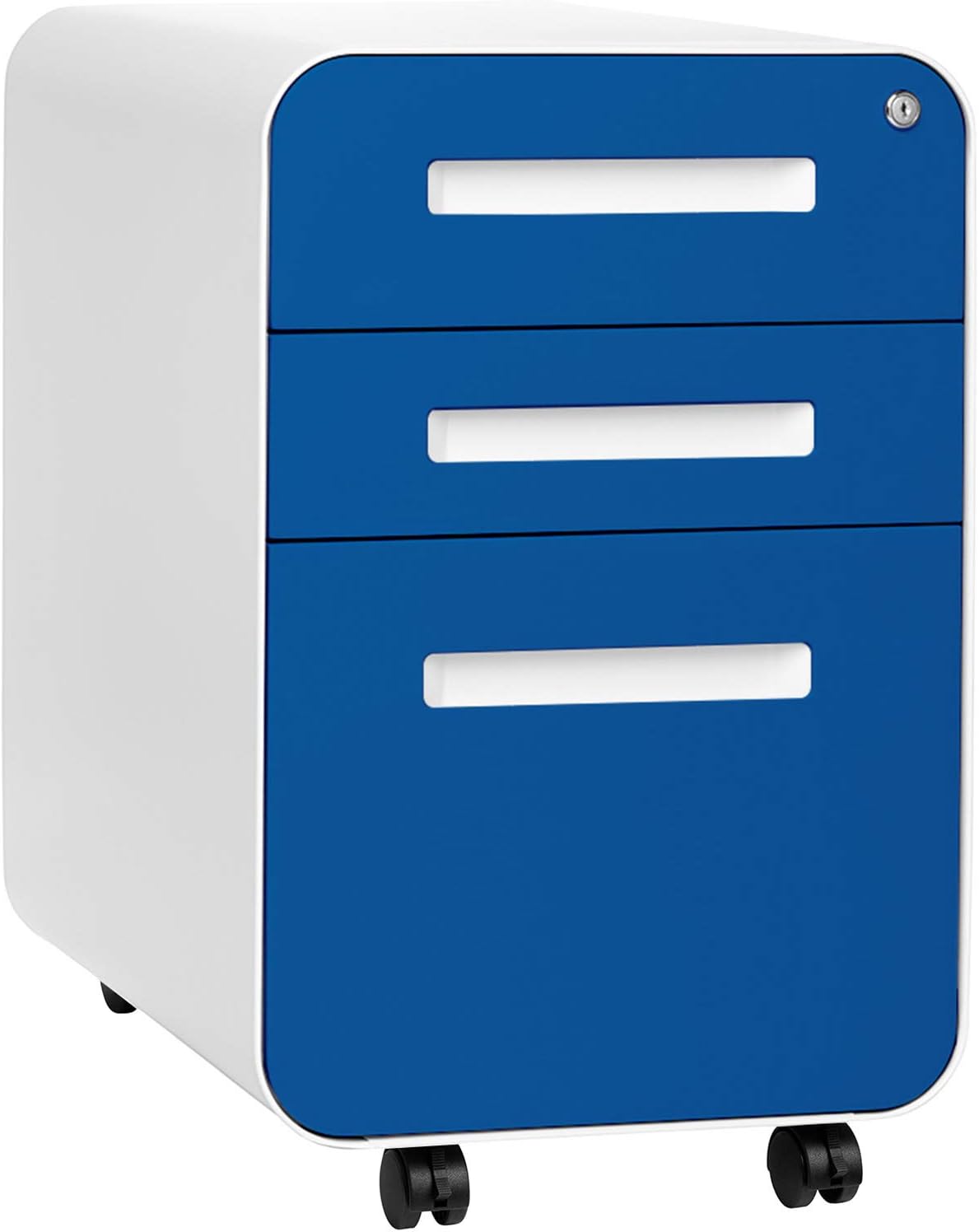 3-Drawer Mobile File Cabinet Blue Faceplate Z7735