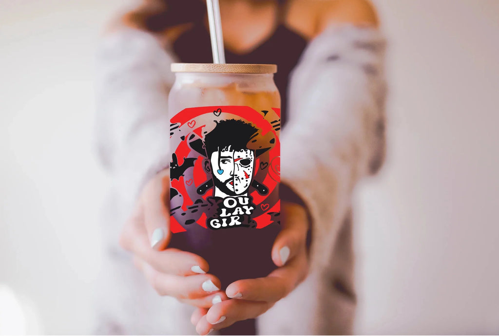 Halloween Themed Iced Coffee Cup Glass I689