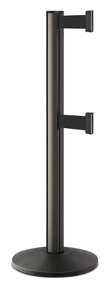 Black Double-Belted Crowd Control Post B97726