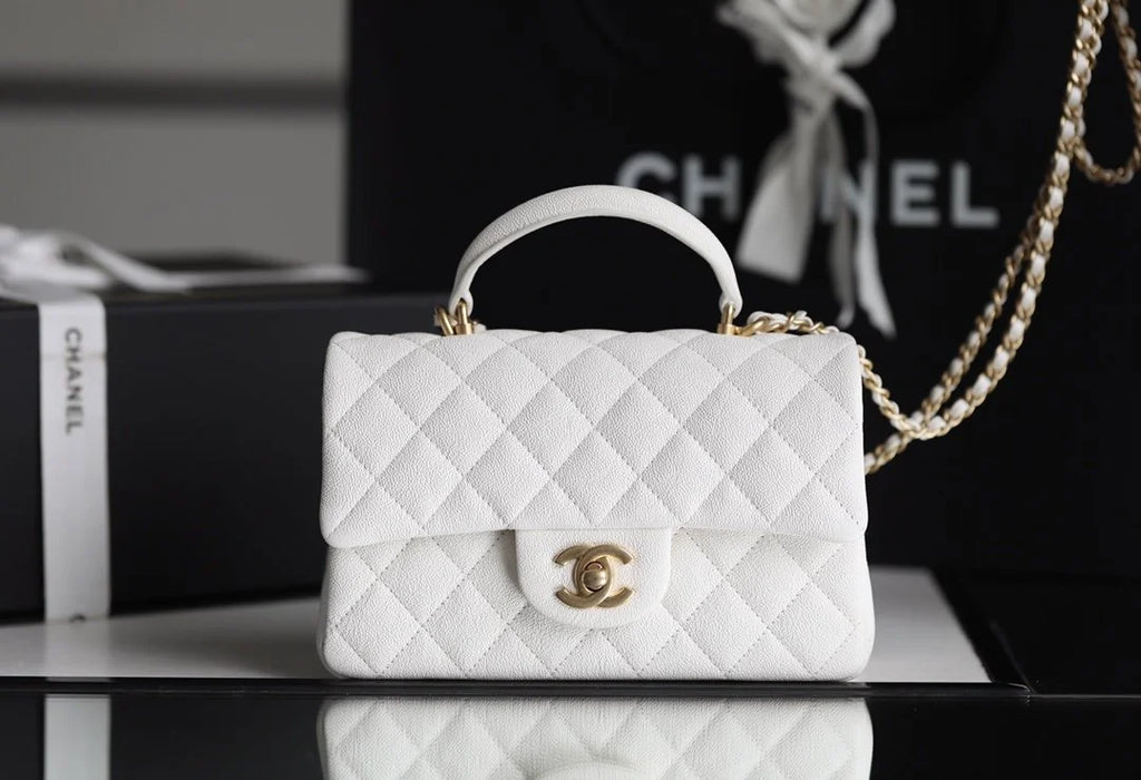White Mini Flapbag With Top Handle L798168