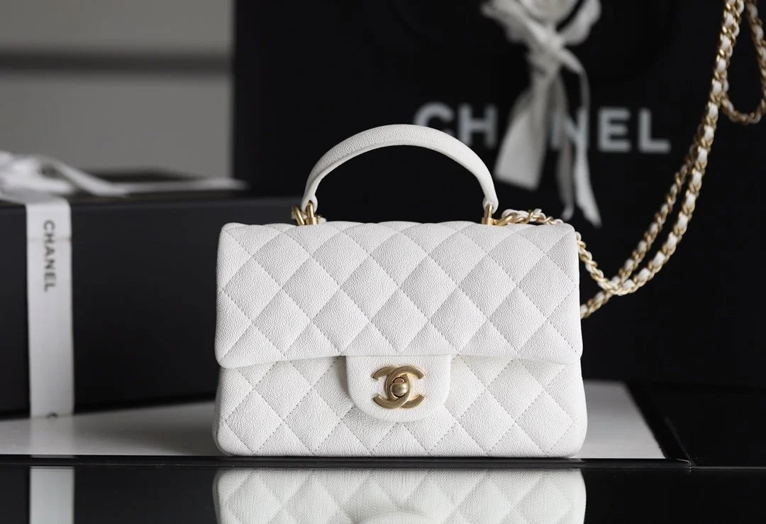 White Mini Flapbag With Top Handle L798168
