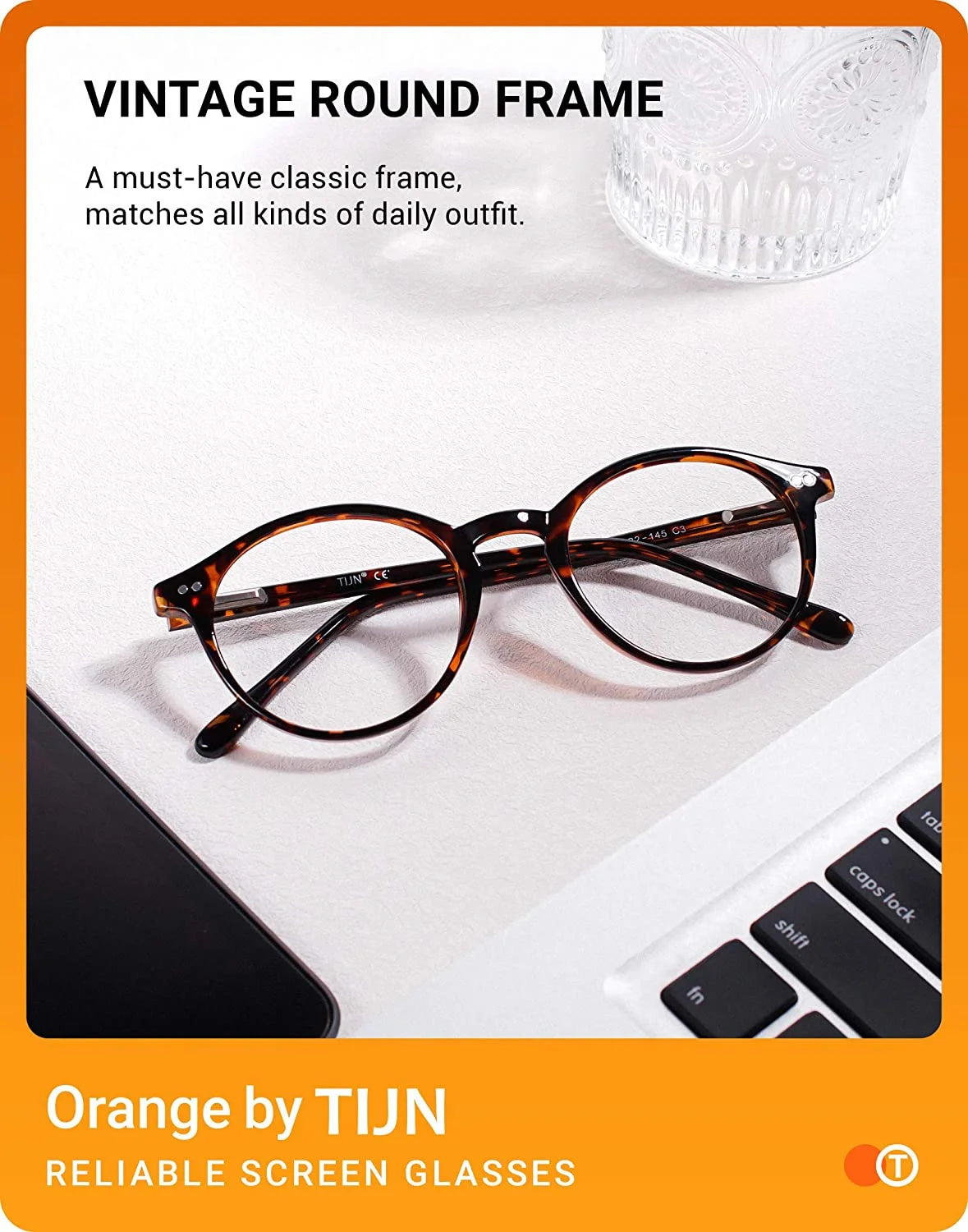 Blue Light Blocking Glasses Thick Round Rim Frame Eyeglasses N5706