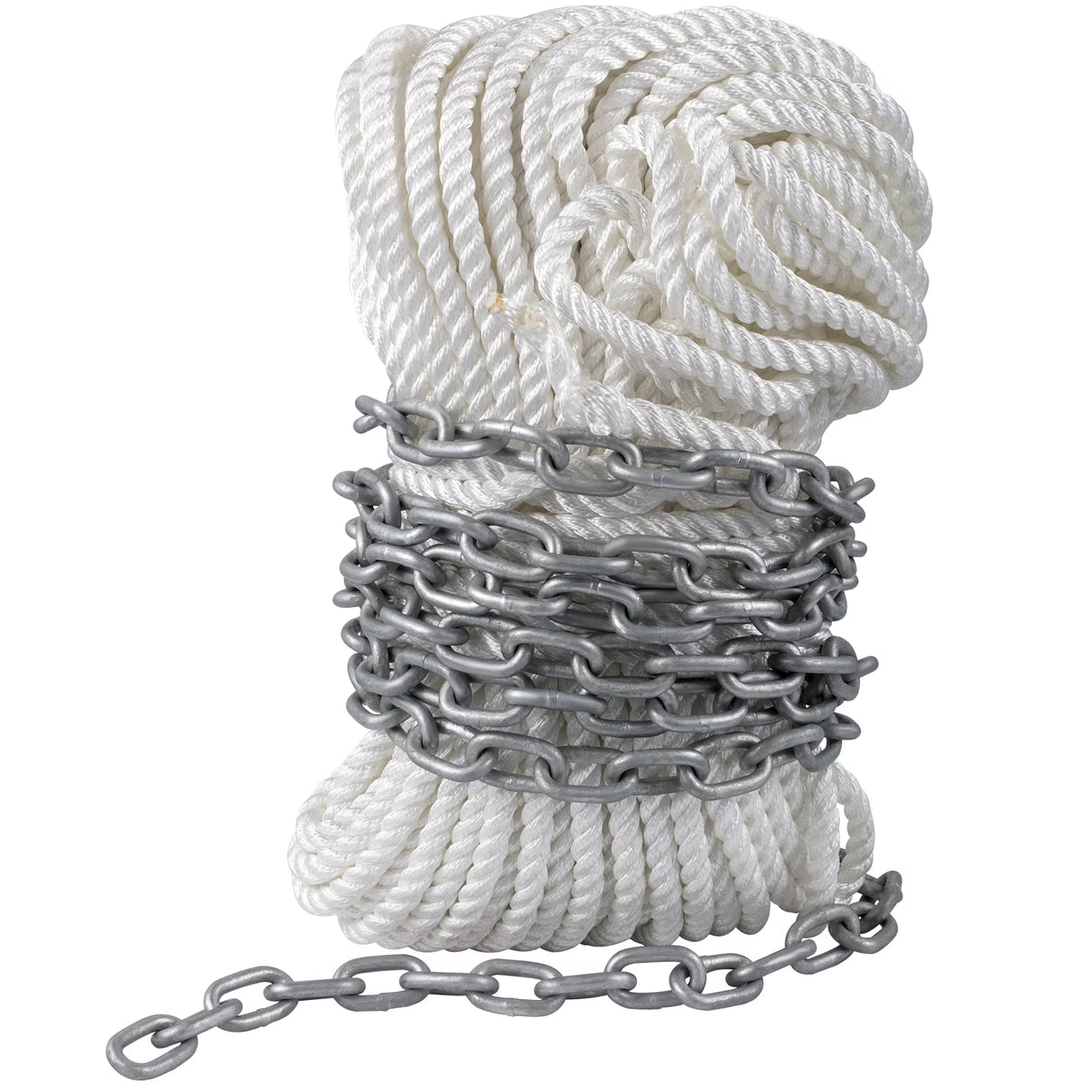Boat Anchor Chain 15' x 5/16" Galvanized Chain with 1/2" x 200' Nylon Rope P638
