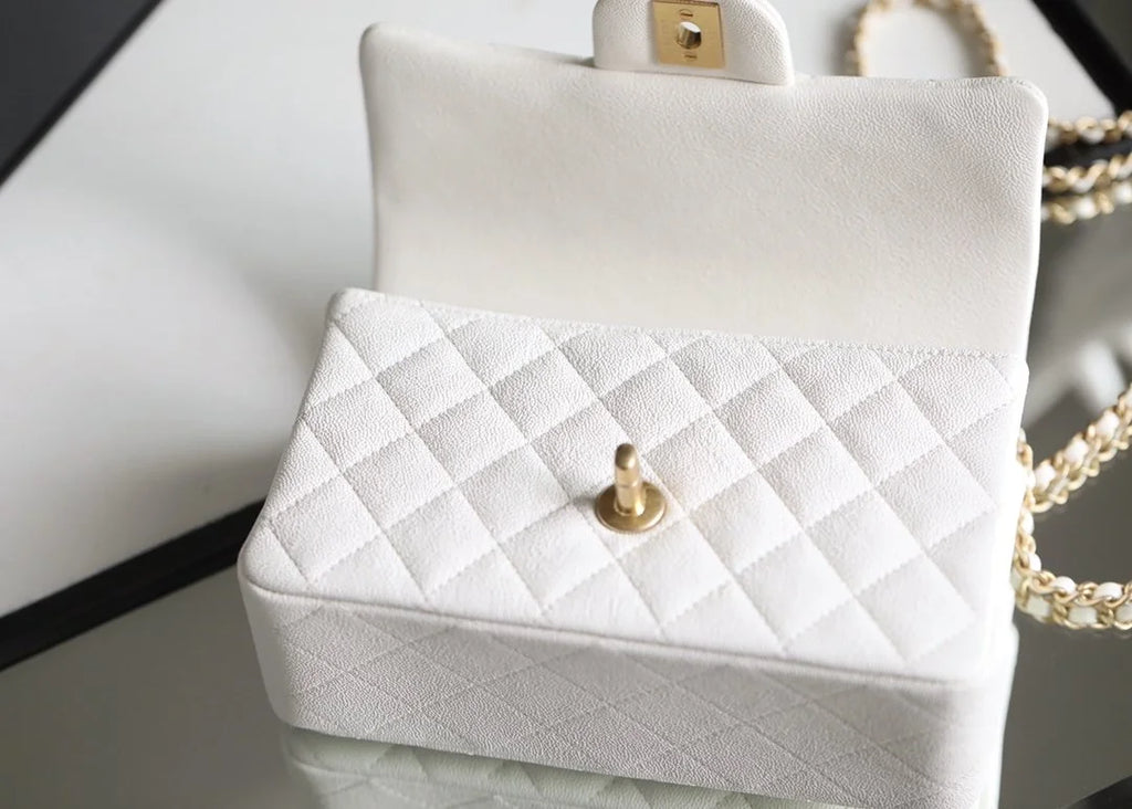 White Mini Flapbag With Top Handle L798168