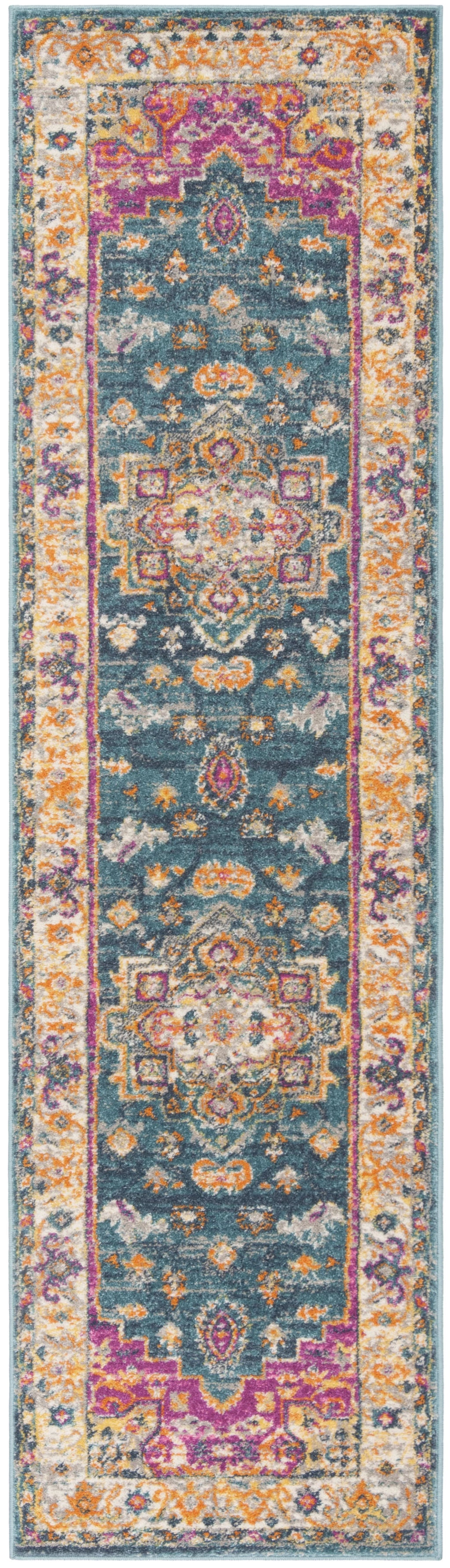 Blue Multi Floral Runner Rug 2'3" x 10' Y37534