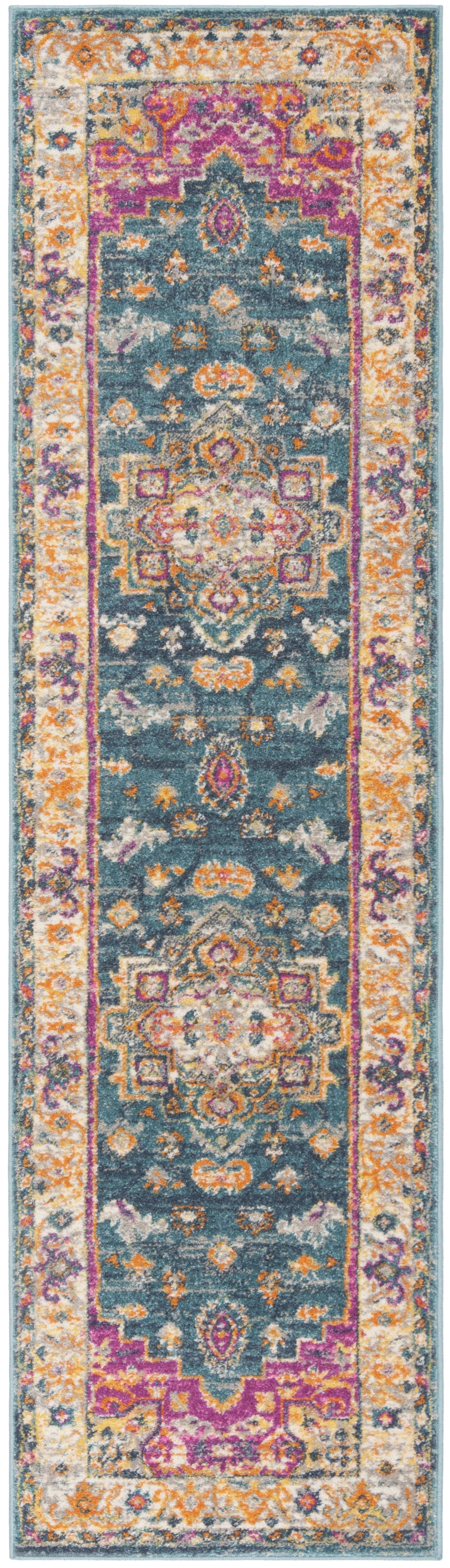 Blue Multi Floral Runner Rug 2'3" x 10' Y37534