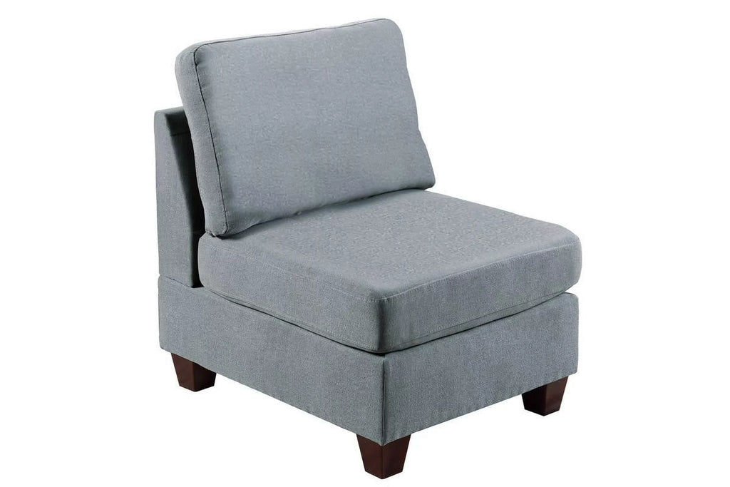 Grey Linen Like Fabric 6Pc Modular Sectional L924