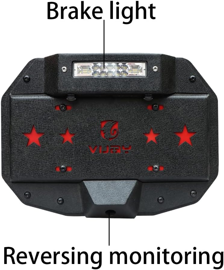 Spare Tire Delete License Plate Relocation Kit with Third Brake Light and Rear Camera Mounting Holes P1163