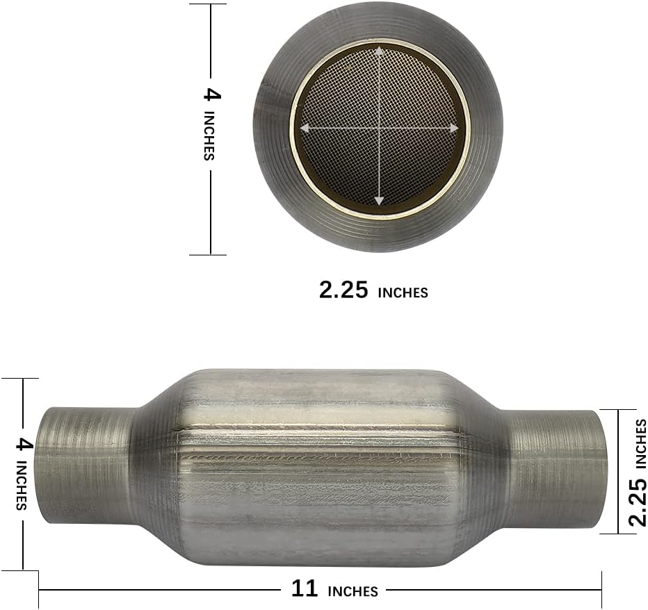 2.25" Inlet/Outlet Universal Catalytic Converter, High Flow Exhaust Pipe, Pack of 2 X485