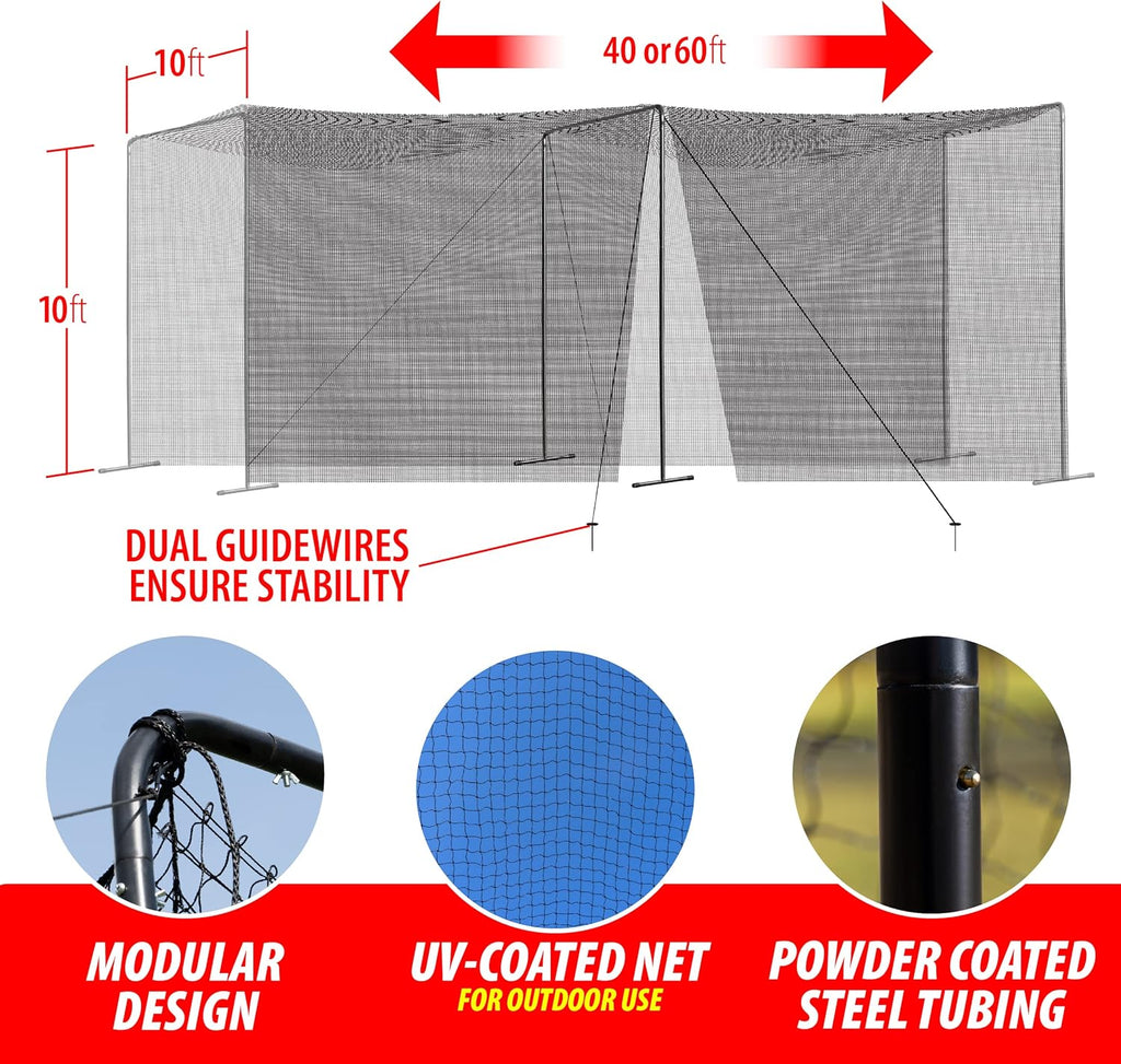 40 and 60 Foot Batting Cage with Frame and Netting Y86516