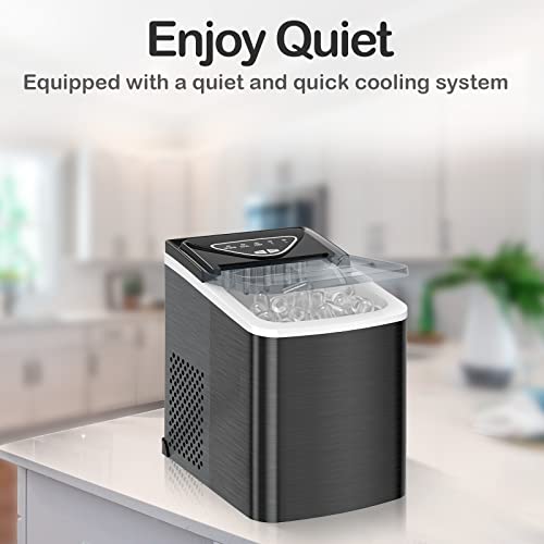 Black Countertop Ice Maker with Scoop and Basket T7994