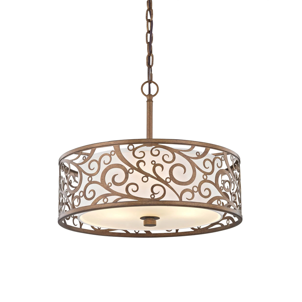 3-Light Burnished Gold Pendant Frosted Glass Y1318