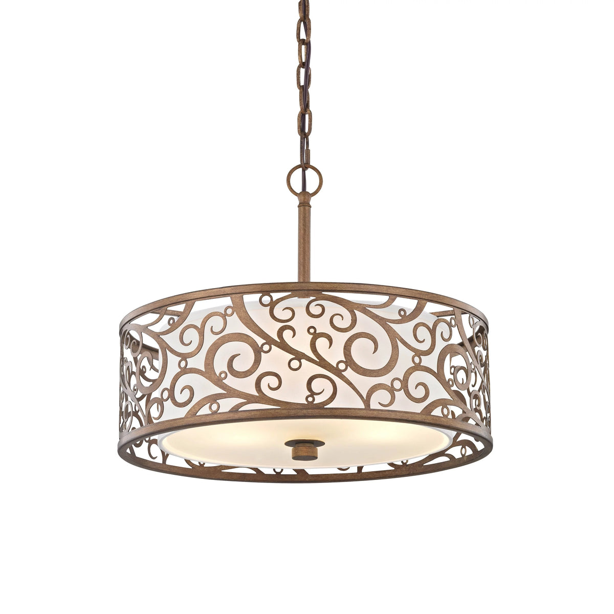 3-Light Burnished Gold Pendant Frosted Glass Y1318