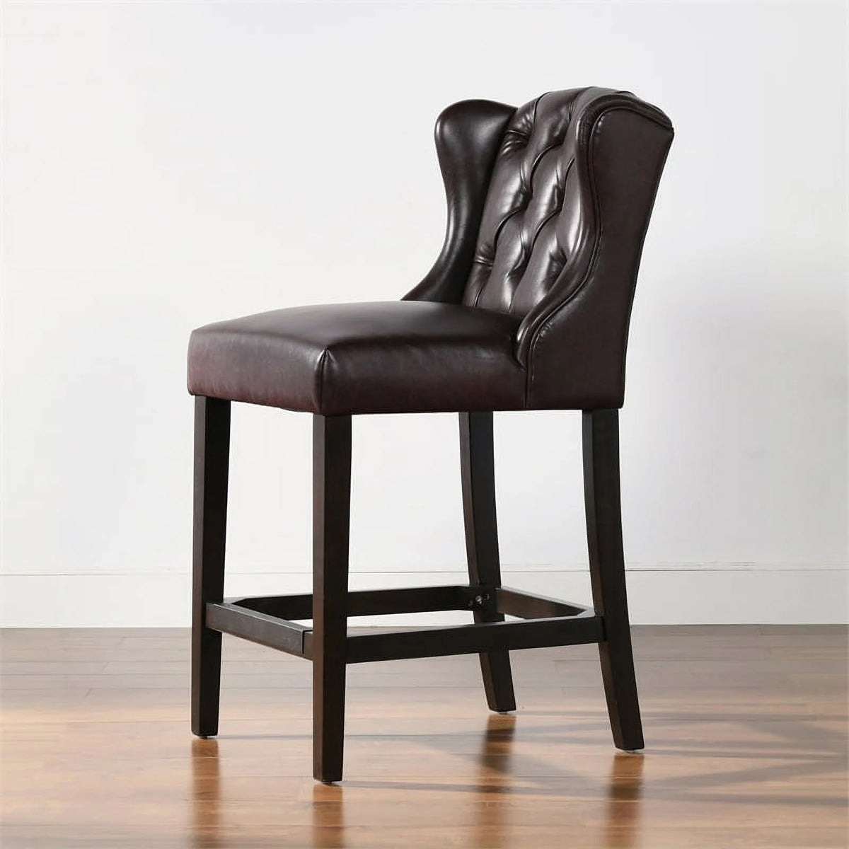 26" Tufted Faux Leather Bar Stool Set of 3 X838