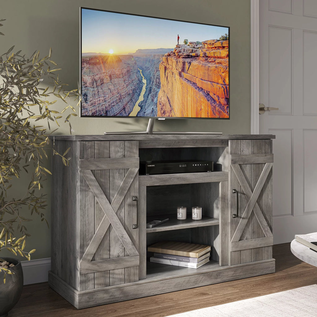 Gray Wash TV Stand Media Entertainment Center I386322