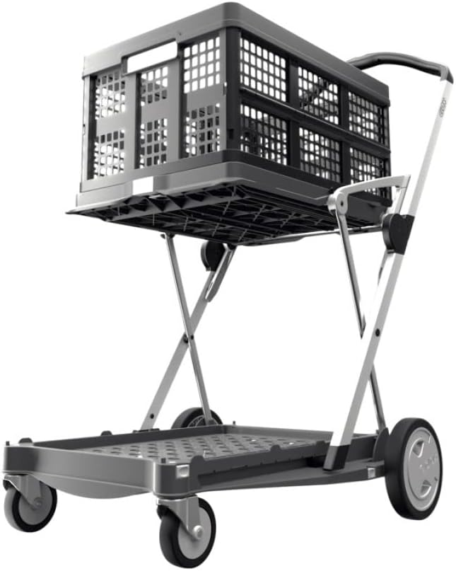 Pink Collapsible Shopping Cart with Storage Crate I3480