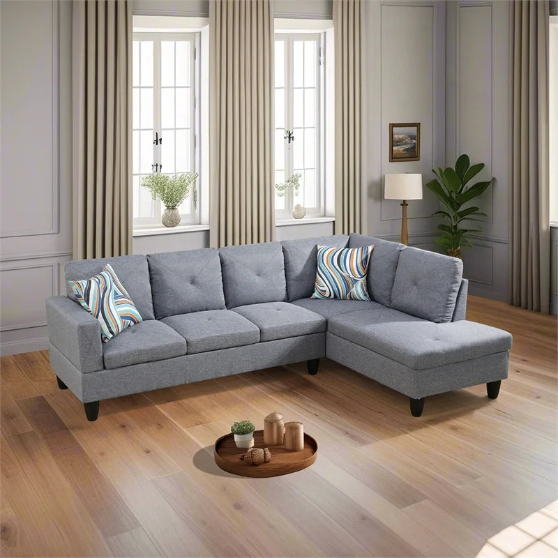 Microfiber Fabric Right Facing Sectional Grey T23621