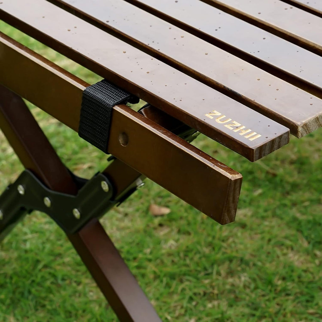 Portable Folding Wooden Camping Table with Carry Bag U573216