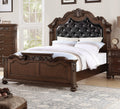 Dark Brown Eastern King Size Faux Leather Tufted Headboard Bed T7888