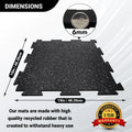19 x 19 x 6mm Fitness Rubber Tiles, 23.5 SF, Grey, 10 Piece N746989