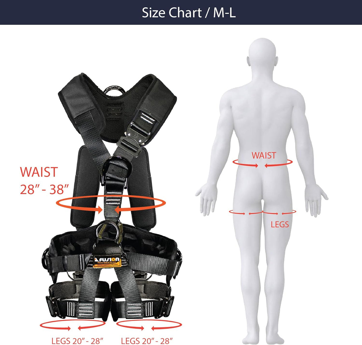 Tactical Full Body EVA Padded Zipline Harness 23kN M-L Black B311