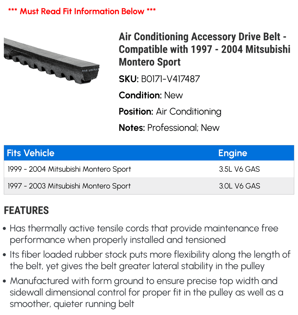 Air Conditioning Accessory Drive Belt K693038