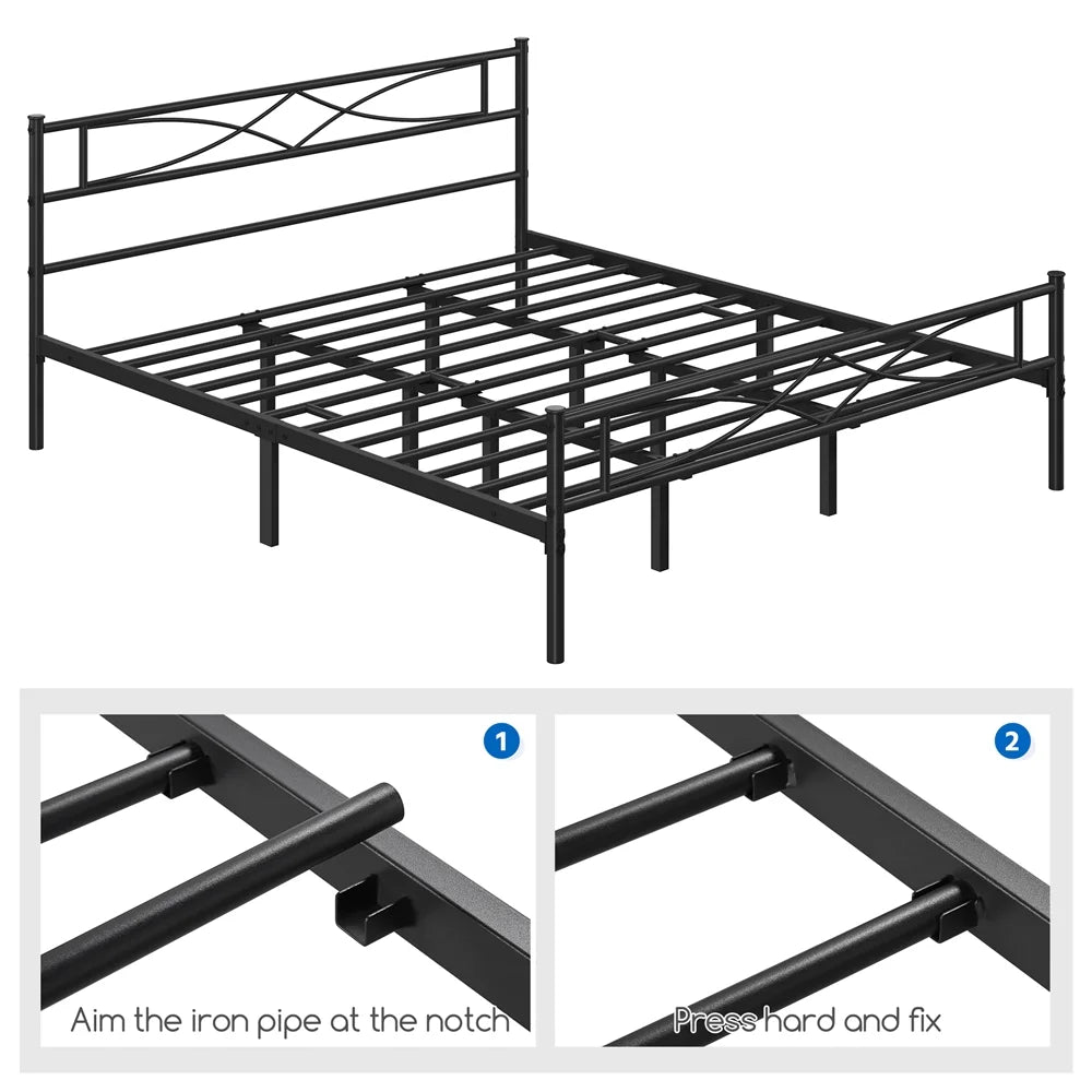 Metal King Bed Frame with Headboard and Footboard C185