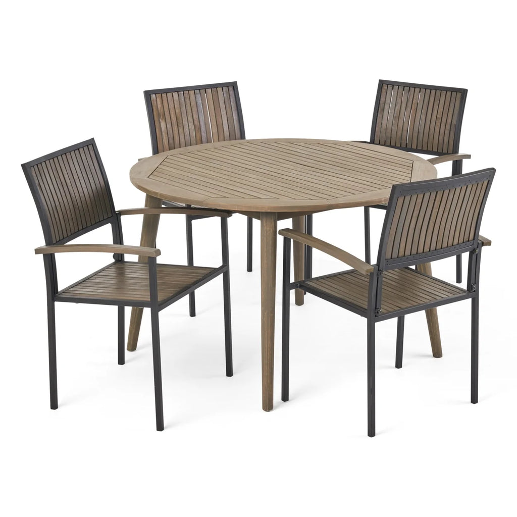 Acacia Wood 5 Piece Dining Set A98166