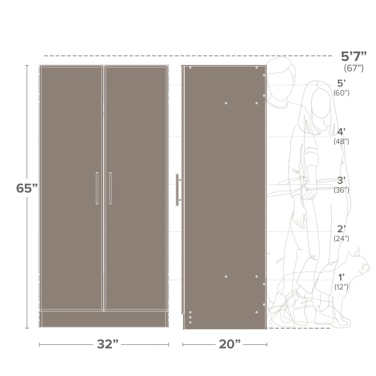 White Wardrobe Closet & Cabinet with Hanging Rail J8319