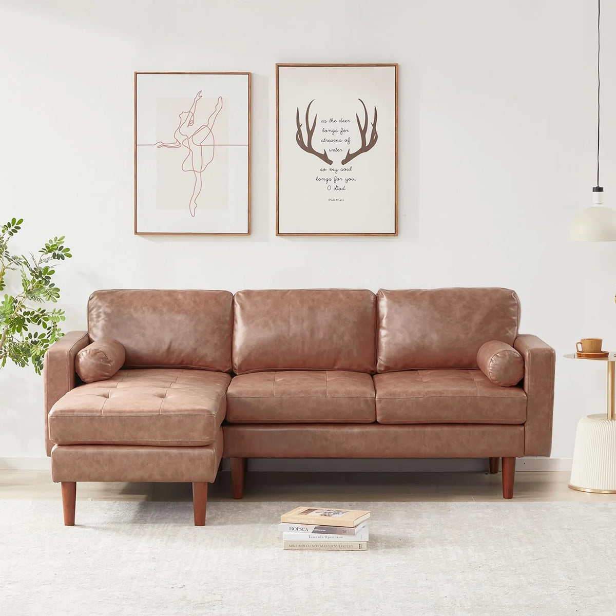 Brown L Shaped Sectional Sofa with Reversible Chaise K192581